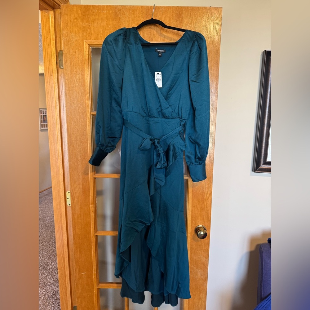 Teal Express high low medium dress.